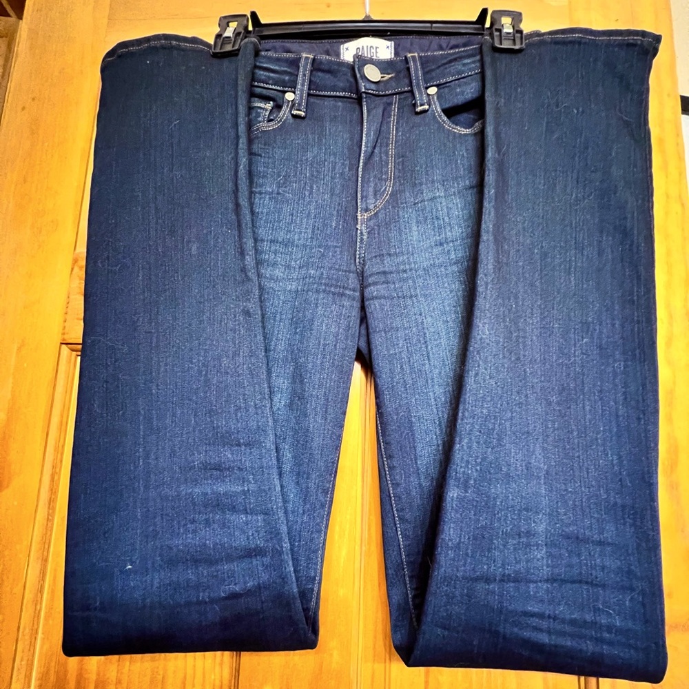 Like New! Paige “Hoxton” Straight, long, Dark Denim Jeans, size 26 w/34” inseam - Picture 4 of 7